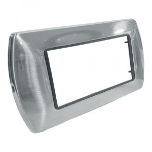  Vetrineinrete® Placchetta per interruttore in metallo a 4 posti argento lucido cassetta 504 compatibile con living international supporto cover 