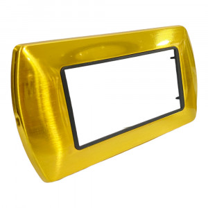  Vetrineinrete® Placchetta per interruttore in metallo a 4 posti oro satinato cassetta 504 compatibile con living international supporto cover 