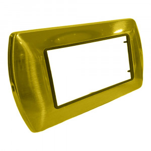 Vetrineinrete® Placchetta per interruttore in metallo a 4 posti oro lucido cassetta 504 compatibile con living international supporto cover 