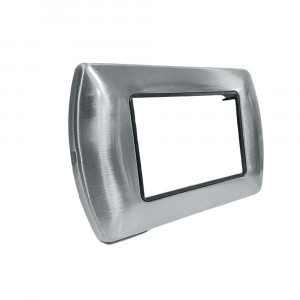 Vetrineinrete® Placchetta per interruttore in metallo a 3 posti argento lucido cassetta 503 compatibile con living international supporto cover 