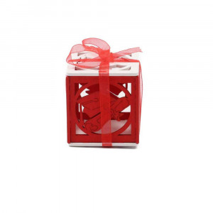 Vetrineinrete® Scatoline portaconfetti per laurea 36 pezzi in legno rosso e bianco con tocco bomboniera coperchio apribile per confetti e caramelle segnaposto 