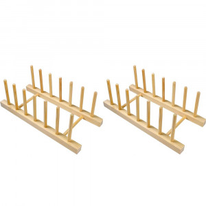 Vetrineinrete® Set 2 portapiatti in legno supporto per piatti bicchieri coperchio rack organizer 6 posti scolapiatti per mobile cassetti 