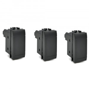 Vetrineinrete® Kit 3 interruttore unipolare compatibile con living light international air 1p 16a 250v nero