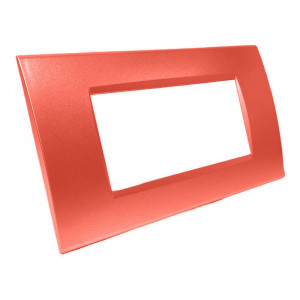 Vetrineinrete® Placchetta per interruttore a 4 posti rosso corallo cassetta 504 compatibile con bticino living light supporto cover 