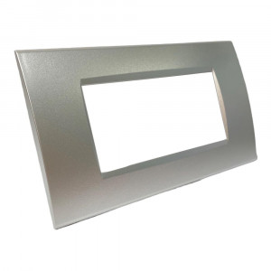 Vetrineinrete® Placchetta per interruttore a 4 posti  silver cassetta 504 compatibile con bticino living light supporto cover 