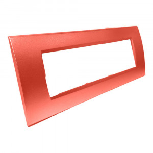Vetrineinrete® Placchetta per interruttore a 7 posti rosso corallo cassetta 507 compatibile con bticino living light supporto cover 