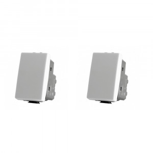 Vetrineinrete® Kit 2 deviatore bipolare compatibile con matix interruttore pulsante 2p 16a 250v bianco