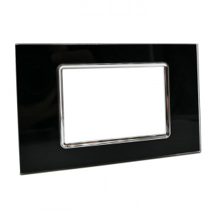 Vetrineinrete® Placchetta per interruttore in vetro a 3 posti nero cassetta 503 compatibile con bticino living light supporto cover 