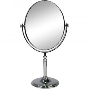  Vetrineinrete® Specchio cosmetico Ovale da Trucco con Zoom Girevole da appoggio Specchio di ingrandimento Portatile per Barba rasatura con Base da Tavolo 17x13 cm 
