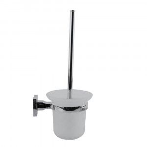 Vetrineinrete® Porta scopino da parete in acciaio bicchiere in vetro satinato fissaggio con viti o senza viti biadesivo accessori arredo bagno 