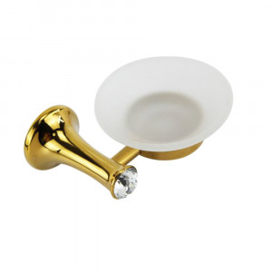 Vetrineinrete® Porta sapone da Muro in acciaio oro piattino in vetro satinato porta saponetta con punto luce cristallo in acrilico accessori bagno