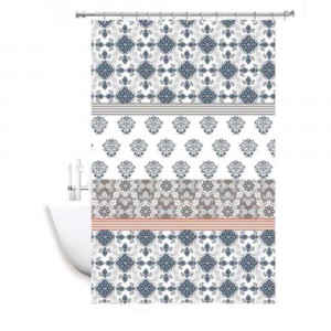 Vetrineinrete® Tenda per doccia vasca da bagno impermeabile pvc 12 ganci decorata stile mosaico 200x180 cm