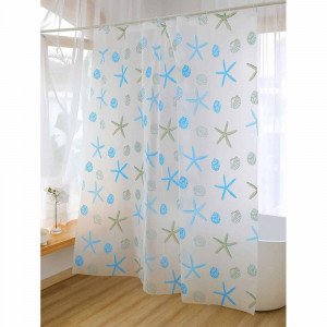 Vetrineinrete® Tenda moderna per doccia vasca da bagno impermeabile pvc 12 ganci decorata con stelle marine 200x240 cm