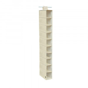 Vetrineinrete® Organizer per armadi beige con 10 ripiani in tessuto contenitore pieghevole richiudibile salvaspazio da appendere 