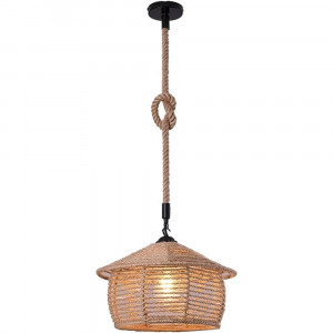 Vetrineinrete® Lampadario a sospensione con paralume a cono in corda di canapa stile vintage retrò lampada attacco E27