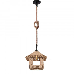 Vetrineinrete® Lampadario a sospensione con paralume a cono in corda di canapa stile vintage retrò lampada attacco E27 