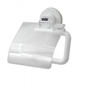 Vetrineinrete® Porta rotolo per carta igienica con coperchio basculante da parete con ventosa portarotolo da muro accessorio da bagno 