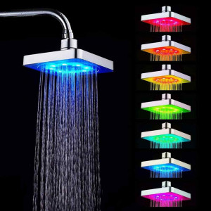 Vetrineinrete® Soffione doccia con led rgb quadrato 20x20 cm per cromoterapia doccia emozionale doccetta multicolore