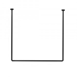 Vetrineinrete® Bastone per tenda doccia universale a forma di U angolare con aste 80X80X80 cm nero asta per tende 