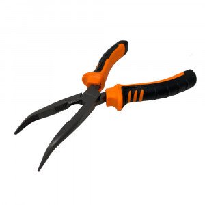 Vetrineinrete® Pinza a becco lungo curvo 8" in acciaio pinze becchi lunghi curvi zigrinati con impugnatura in gomma antiscivolo 22 cm 