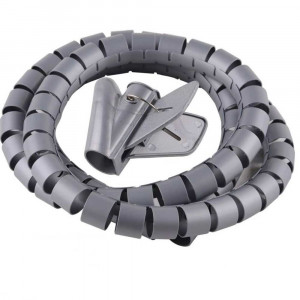 Vetrineinrete® Raccogli cavi spiralato tubo 1,5 metri copri cavo organizer per cavi e fili elettrici in plastica grigio diametro da 1.5 cm