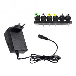 Vetrineinrete® Alimentatore Universale Caricabatterie da 3 a 12V con Switch 6 connettori in 1 Caricatore adattatori per pc Notebook Fotocamera Telecamera 30 Watt