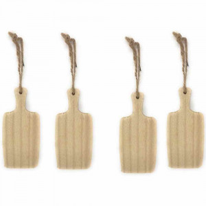 Vetrineinrete® Set 4 appendini da Parete a Forma di Tagliere Mini Pallet appendino Arredamento Rustico Shabby Chic 20x9,5 cm 3652