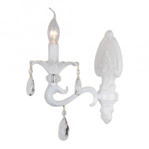 Vetrineinrete® Applique candelabro con pendenti a gocce di cristallo in acrilico stile retrò attacco E14 bianco