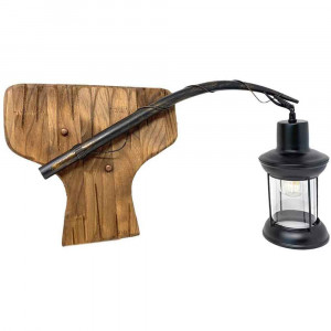 Vetrineinrete® Applique a parete vintage in legno lanterna country lampada industriale attacco e27