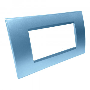 Vetrineinrete® Placchetta per interruttore in metallo a 4 azzurro marino cassetta 504 compatibile con vimar plana supporto cover 