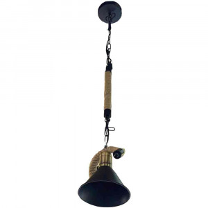 Vetrineinrete® Lampadario da soffitto con corda in canapa vintage retrò con paralume a campana E27 lampada industriale 