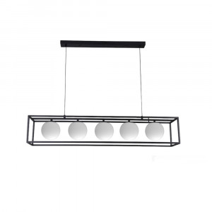 Vetrineinrete® Lampadario a sospensione contemporaneo nero con 5 sfere in vetro per soggiorno camera da pranzo lampada da soffitto attacco G9 