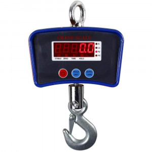 Vetrineinrete® Bilancia digitale 1000 kg gancio da gru in acciaio industriale ricaricabile portatile peso capacità fino 1000kg con Display Lcd retroilluminato pesa bagagli valigia e per pesca 