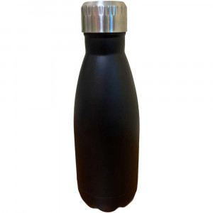 Vetrineinrete® Borraccia termica nera in acciaio inox con tappo ermetico bottiglia caldo freddo thermos chiusura ermetica 500 ml