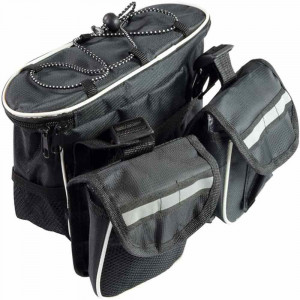 Vetrineinrete® Borsa Multifunzione per Bicicletta da Telaio o Manubrio Marsupio da Vita o Tracolla con 3 Tasche impermabile per Bici