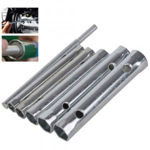 Vetrineinrete® Chiavi a bussola tubolare esagonale lunga 6 pezzi chiave candela a tubo doppia con leva di manovra in cromo vanadio 