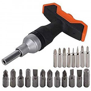 Vetrineinrete® Kit cacciavite a cricchetto con impugnatura a T inserti intercambiabili 25 pezzi 3 modalità magnetico phillips torx a croce giravite