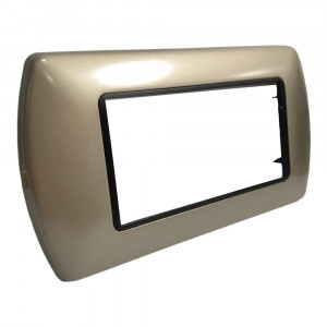 Vetrineinrete® Placchetta per interruttore in metallo a 4 posti champagne cassetta 504 compatibile con living international supporto cover 
