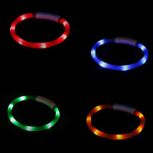 Vetrineinrete® Collare a LED per Cani e Gatti Tubo Luminoso Ricaricabile USB Regolabile Luce Lampeggiante 35 cm 