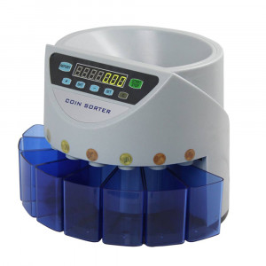 Vetrineinrete® Contamonete con display digitale a 7 cifre macchina professionale contatore conta monete con 8 vani raccoglitori moneta euro