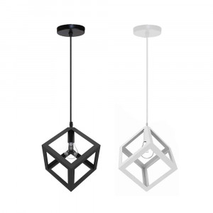 Vetrineinrete® Lampadario da soffitto pendente a sospensione a forma di cubo 3d stile geometrico portalampada e27 bianco o nero