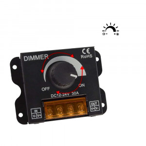Vetrineinrete® Dimmer per luci led monocolore interruttore controller con manopola 12-24V regolatore di luminosità 30 ampere 