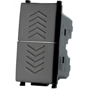 Vetrineinrete® Doppio pulsante compatibile con vimar plana tasto interruttore saliscendi 1p 10a 220v nero