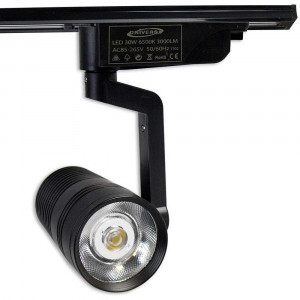 Vetrineinrete® Faretto led cob 20 watt per staffa binario luce bianca fredda 6500k scocca nera proiettore