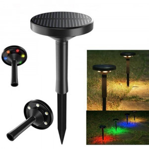 Vetrineinrete® Faretto led con pannello solare e picchetto per esterno con funzione cct 3 tonalità di luce o rgb IP65