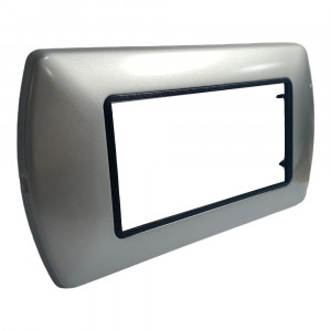 Vetrineinrete® Placchetta per interruttore in metallo a 4 posti grigio cassetta 504 compatibile con living international supporto cover 