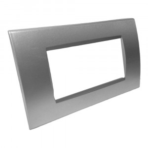 Vetrineinrete® Placchetta per interruttore in metallo a 4 posti grigio platino cassetta 504 compatibile con vimar plana supporto cover 