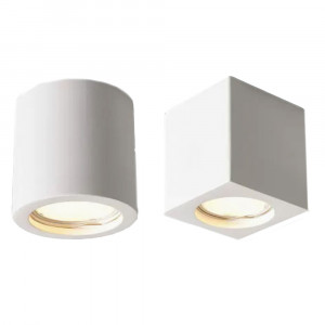 Vetrineinrete® Applique da soffitto in gesso verniciabile a forma di cilindro o cubo con a attacco per faretto Gu10 9x7 cm
