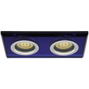 Vetrineinrete® Incasso doppio per faretto rettangolare in vetro blu portafaretto luce illuminazione