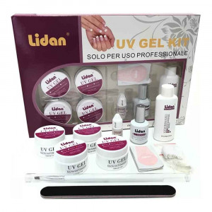 Vetrineinrete®  Kit lidan completo uv gel ricostruzione unghie nail art tips french pennello cartine